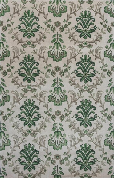 KAS Emerald  9038 Ivory/Green Damask